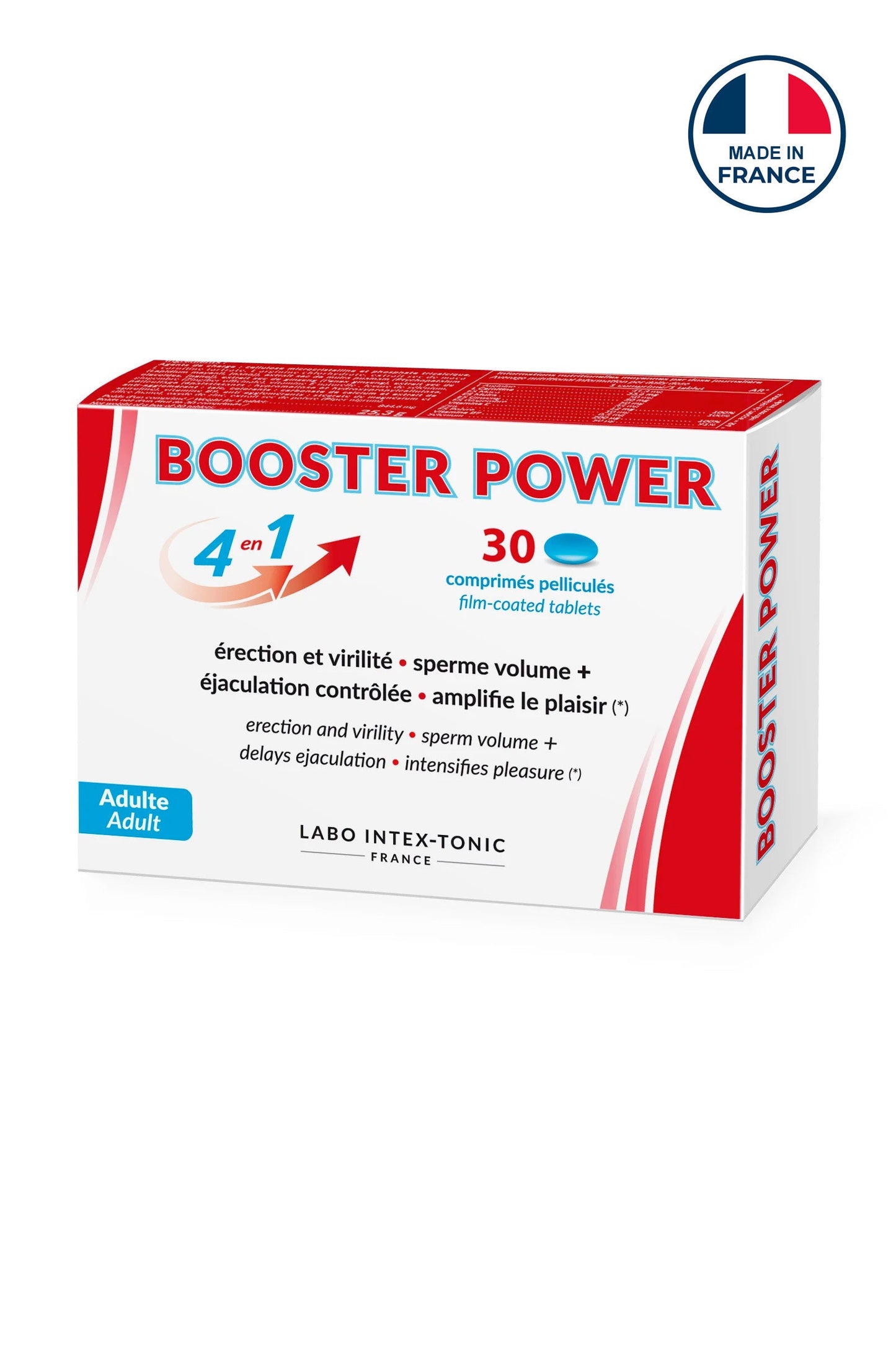 Booster sexuel 4 en 1 Booster Power 30 comprimés Plaisirs de Mayotte