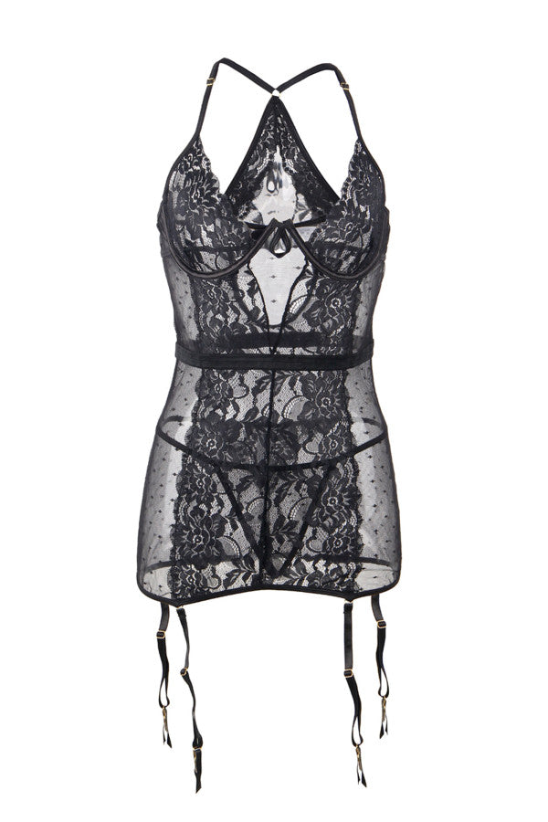Nuisette avec porte-jarretelle et string L-XL Plaisirs de Mayotte