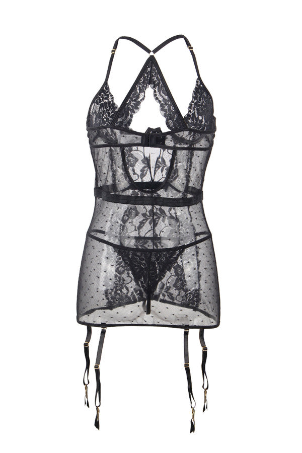 Nuisette avec porte-jarretelle et string L-XL Plaisirs de Mayotte