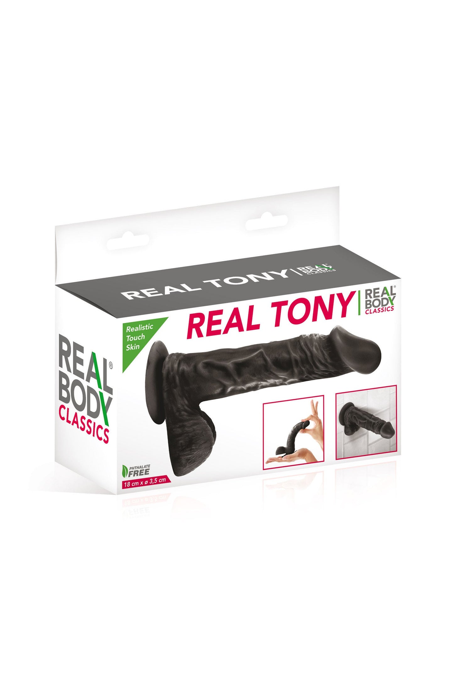 Real Tony, gode ventouse réaliste noir 18cm Plaisirs de Mayotte