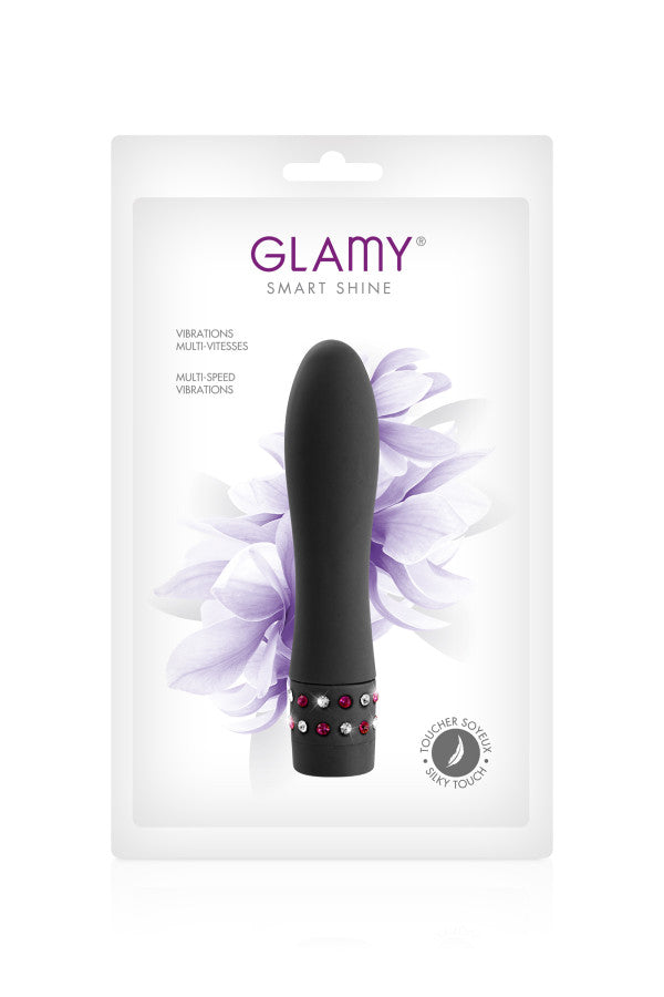 Smart Shine, mini vibromasseur noir avec strass Plaisirs de Mayotte