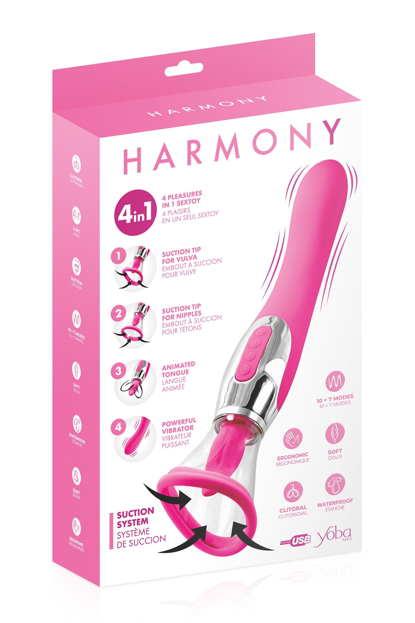 Harmony 4 in 1 fuchsia, stimulateur clitoris et vibromasseur Plaisirs de Mayotte