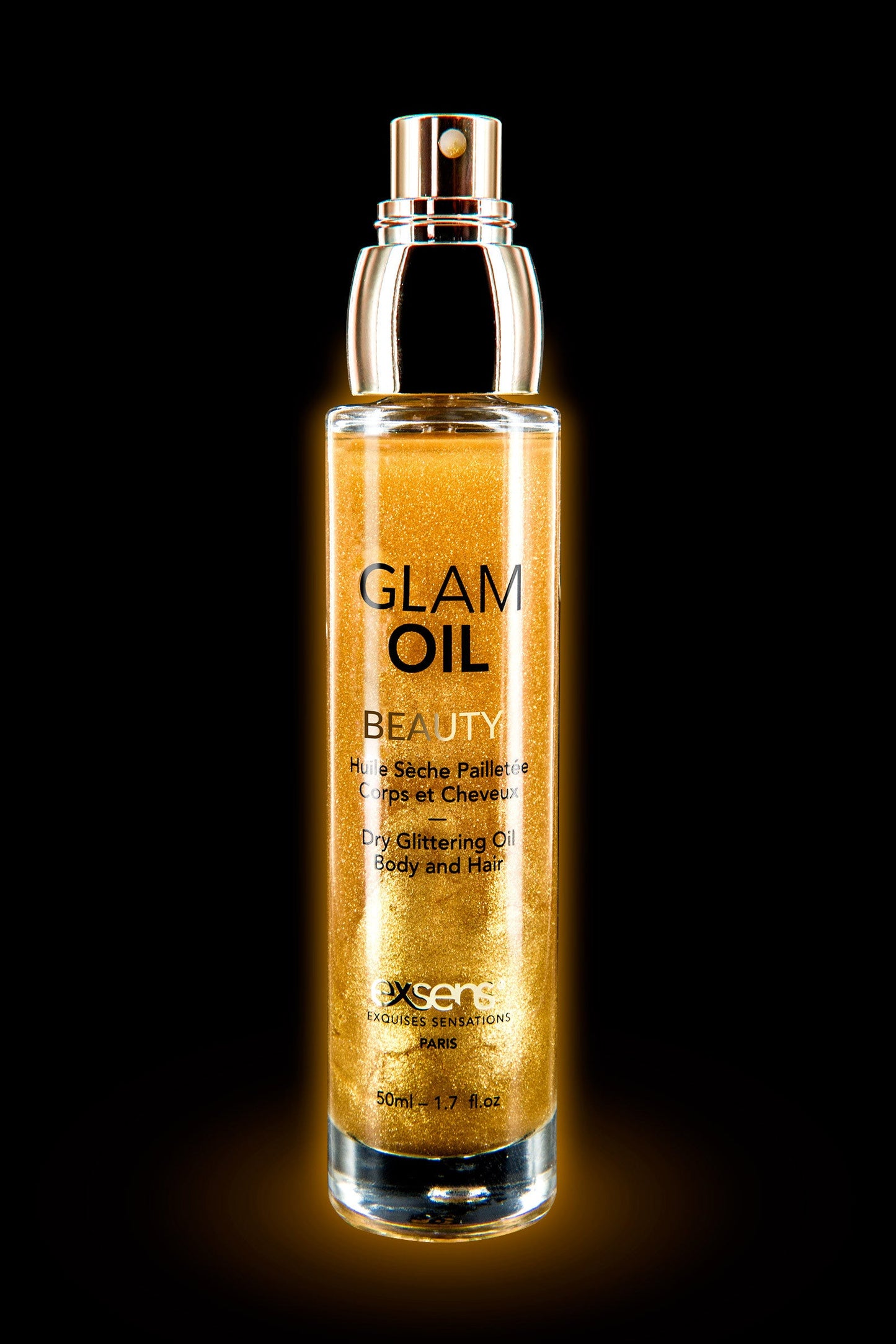 Huile sèche pailletée corps et cheveux Exsens Glam Oil 50ml Plaisirs de Mayotte