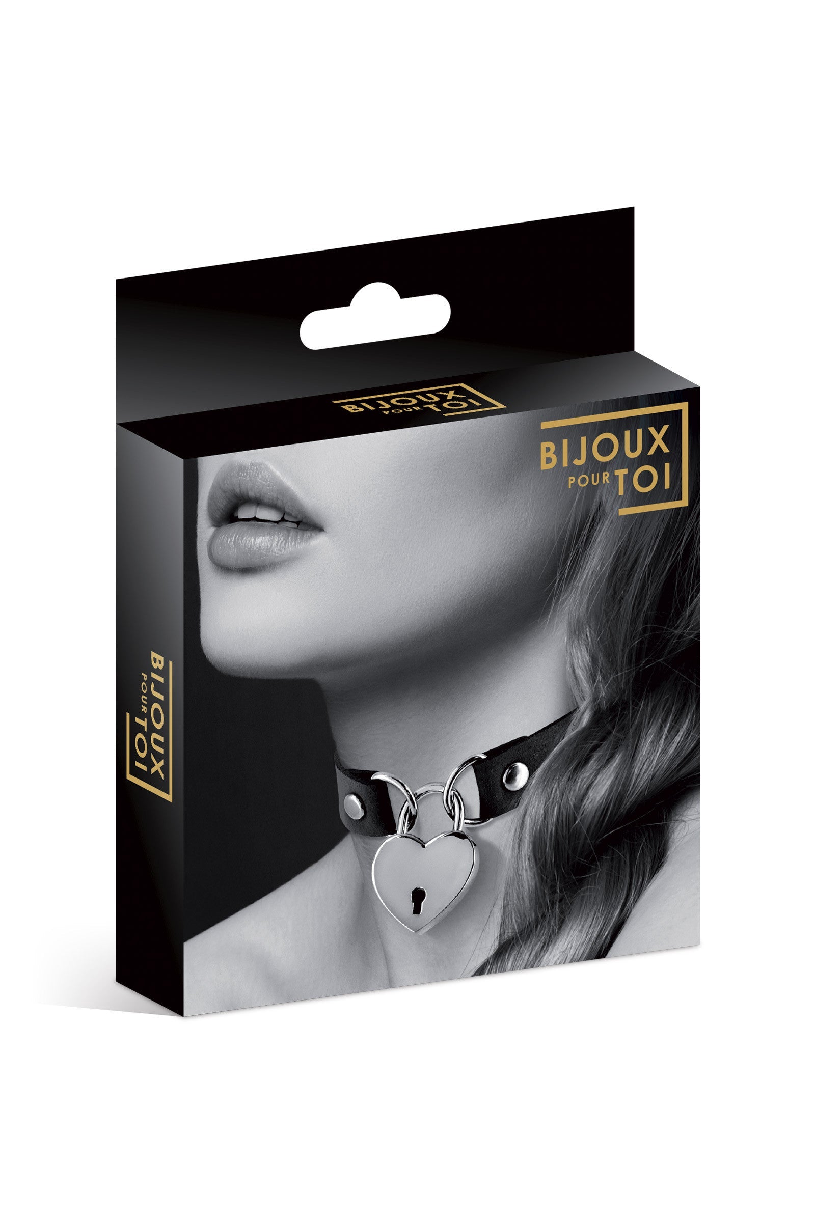 Collier ras de cou avec cadenas coeur noir Plaisirs de Mayotte