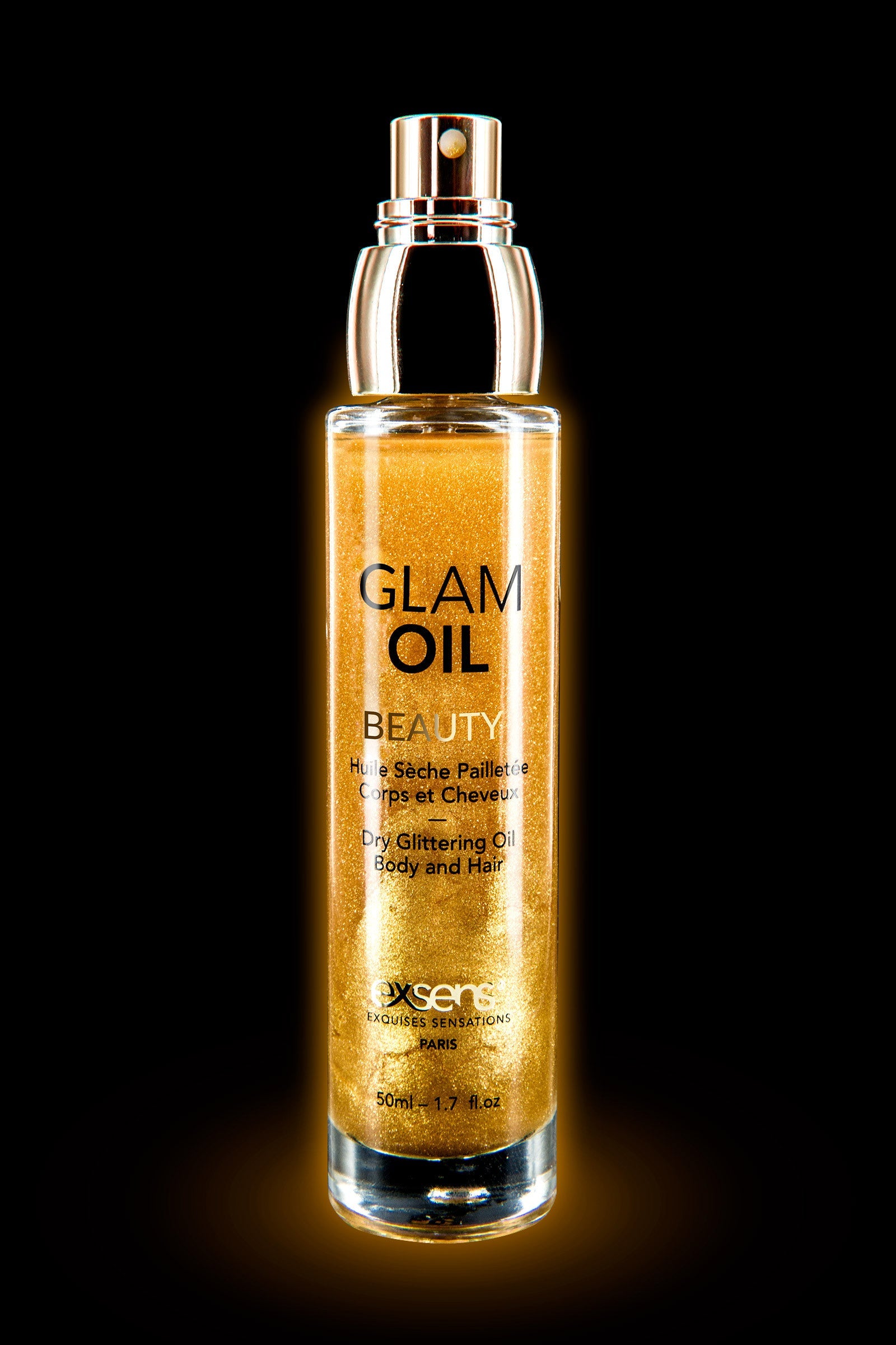 Huile sèche pailletée corps et cheveux Exsens Glam Oil 50ml Plaisirs de Mayotte